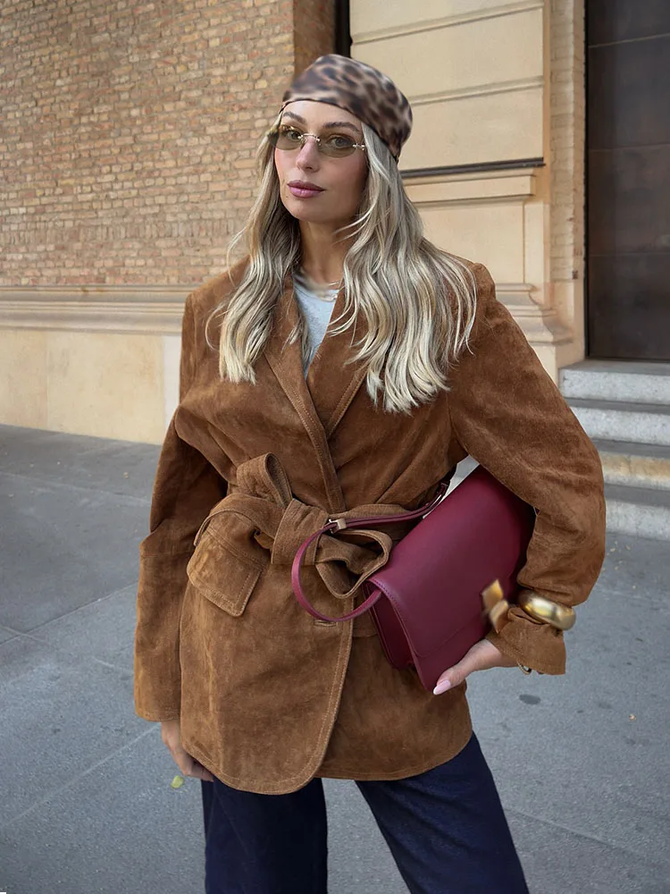 Damska kurtka jesienna HH, jednolita, z kołnierzykiem, długie rękawy, ozdobne sznurowanie, kieszenie, zapinana na guziki, damska kurtka codzienna.