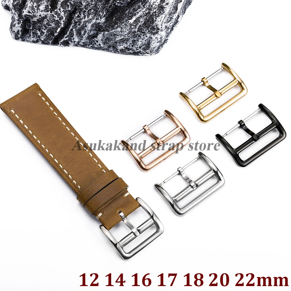Edelstahl-Uhrenverschluss, poliert, für Leder, Gummi-Uhrenarmband, Metallschnalle, Zubehör, 12 mm, 14 mm, 16 mm, 17 mm, 18 mm, 20 mm, 22 mm
