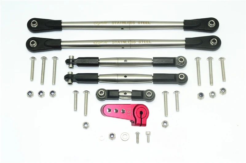 GPM STAINLESS STEEL ADJUSTABLE TIE RODS W. ALUMINUM SERVO HORN FOR 1/6 SUPER BAJA REY 4X4 -LOS05013