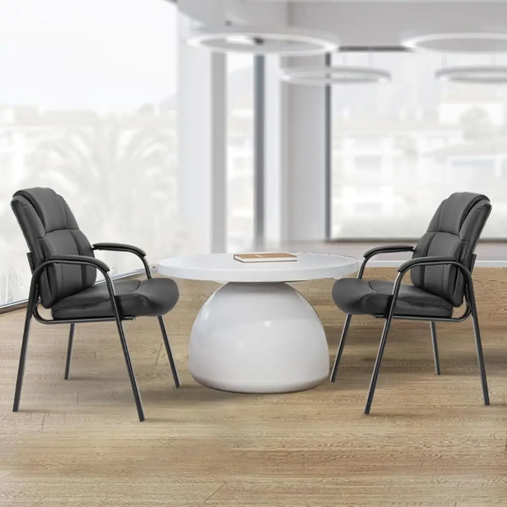 

Waiting Room Oice Gt Chairs Set o 2, PU Leather Big and Tall No Wheels Executive Oice Chair with Padded Arms or Retion Conerence