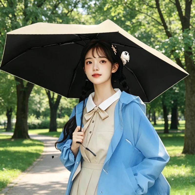 3 Fold Automatic Umbrella Ultra Light Auto Open Close Black Coating UV Protection Compact Travel Sun Parasol Daily Use 자동 우산