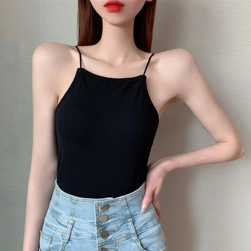 Korean Version Padded Tank Tops Slim Casual Fashion Breathable Women's Camisole Stripe