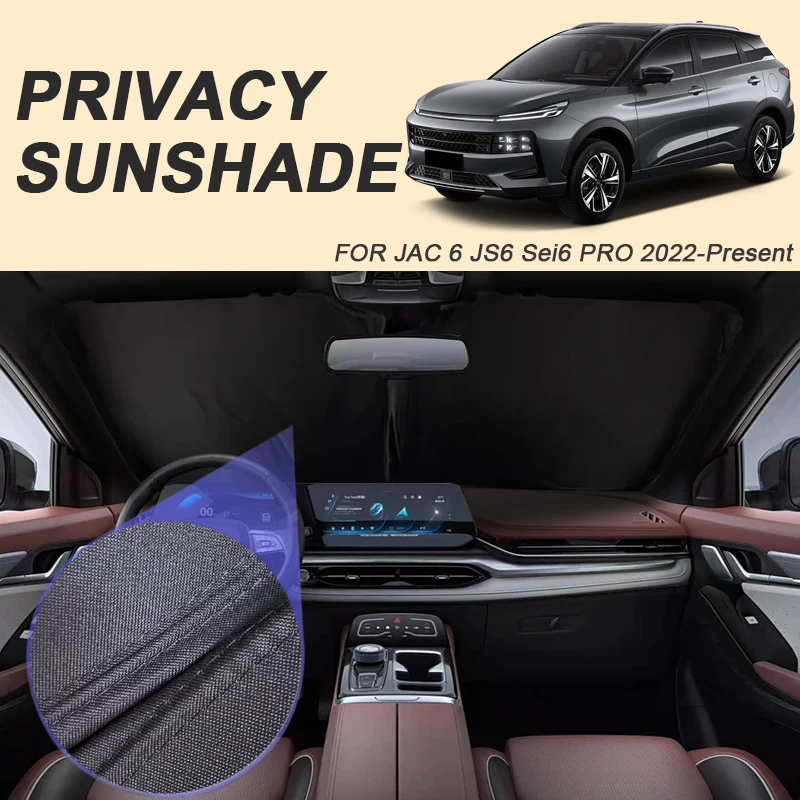 

Car Black Window Privacy Sunshade For JAC 6 JS6 Sei6 PRO 2022-2026 Auto Anti-UV Heat Insulation Protect Cover Interior Accessory