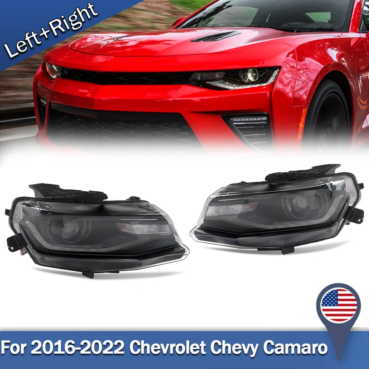 Front Headlight For Chevy Camaro 2016 2017 2018 2019 2020 2021 2022 HID/Xenon Projector Headlights LED DRL LEFT RIGHT Head Light