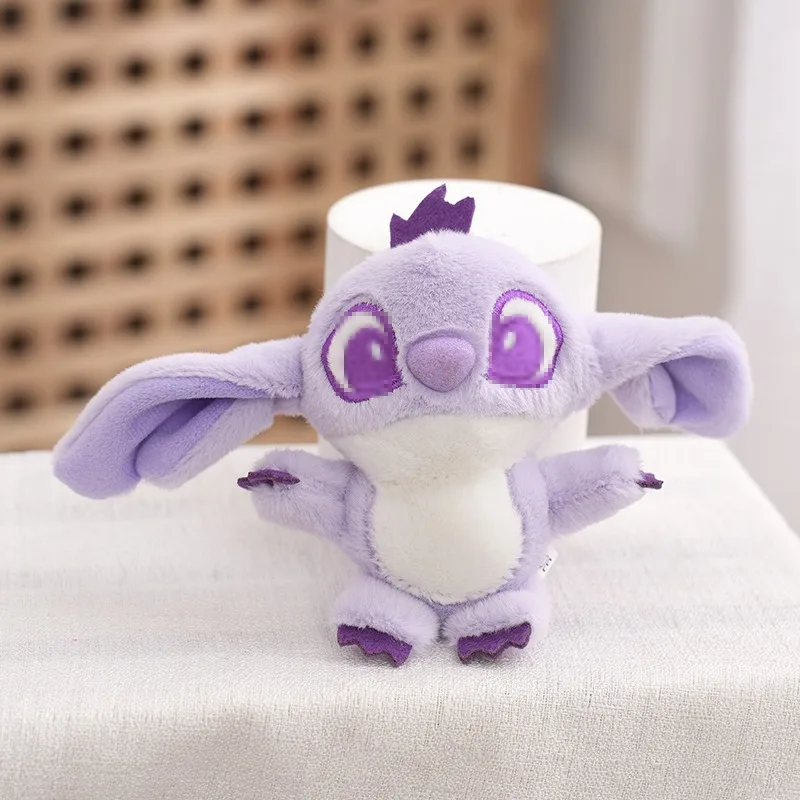 10pcs Disney plush keychain blank leather wholesale Cute Purple Stitch Doll Stitch Plush Toy Pendant