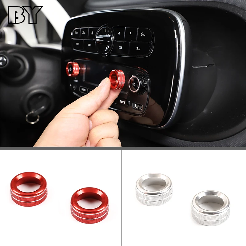 

For Mercedes Benz Smart 2016-21 Car Audio Volume Control Button Knob Circle Decoration Trim Ring Cover Interior Auto Accessories