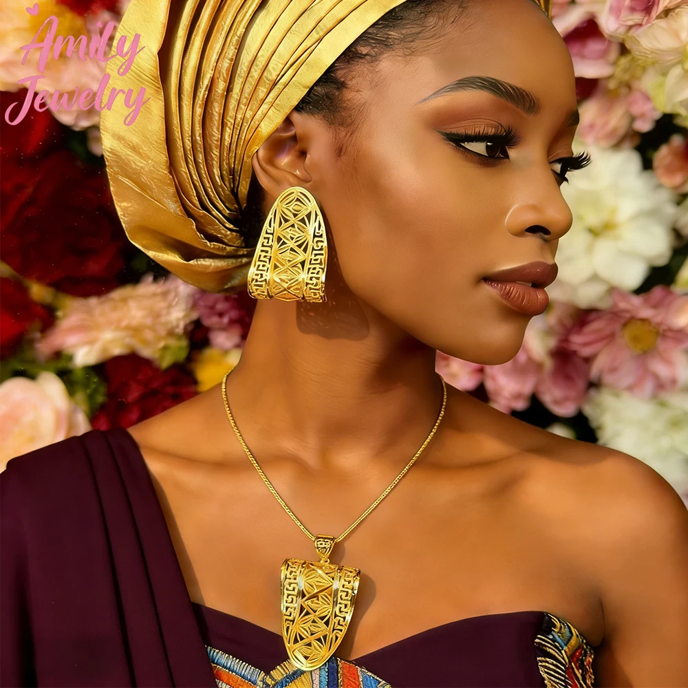

Fashion Necklace Dubai Jewelry Earring African Clip Earrings Jewelry Necklace Women Earring Jewelry Wedding Party Wedding Gift