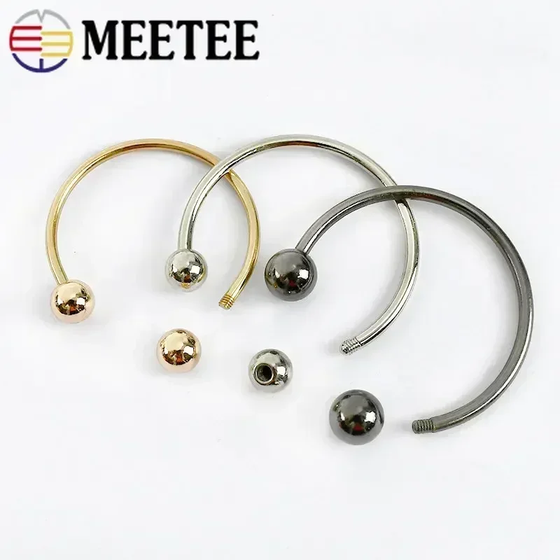 Meetee 15-60mm U-shaped Ring Buckle Double-headed Screw Metal Buckles Collar Swimwear Decorative Clasp Shoe Hook Sew Accessories