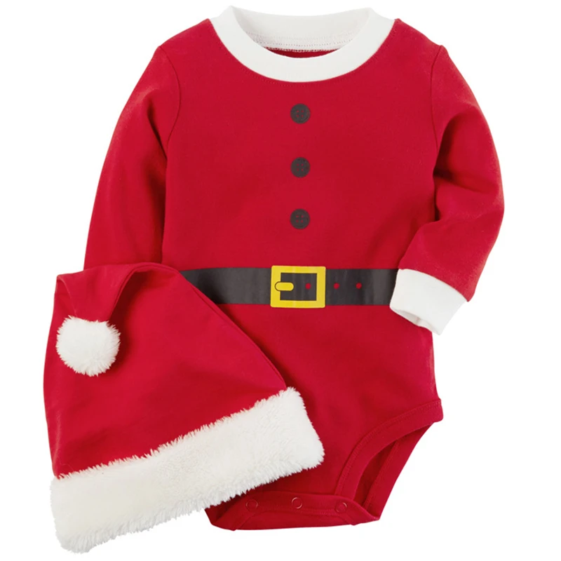 

2Piece Sets Fall Newborn Girls Boy Clothes Cartoon Cute Long Sleeve Cotton Bodysuits Jumpsuits+Hat Baby Christmas Outfit BC1279