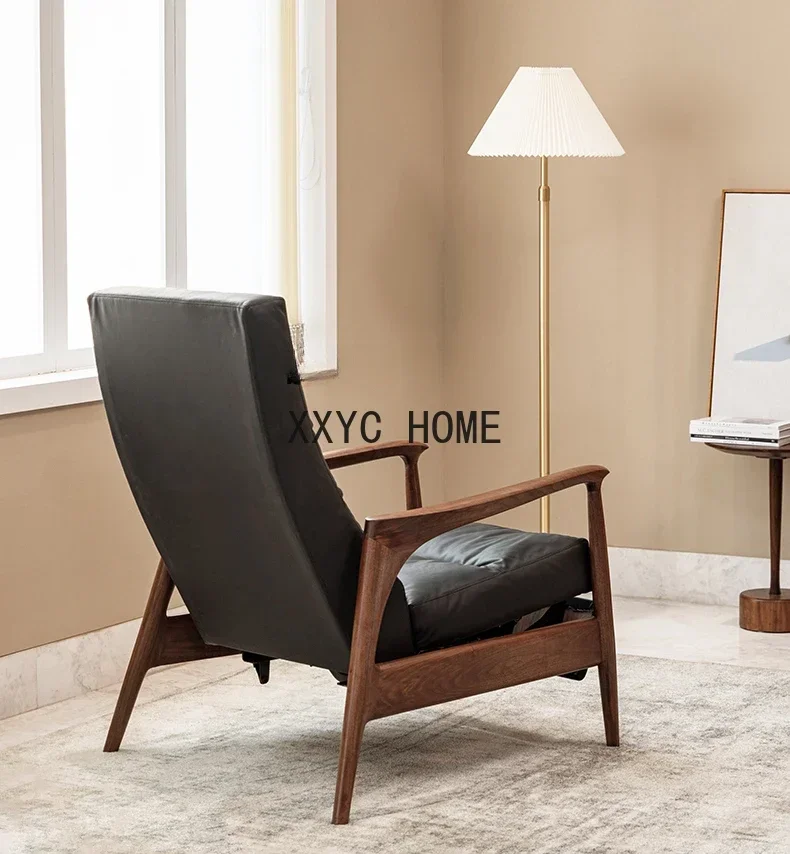 Functional Sofa Chair Black Walnut Nordic Living Room Lazy Reclining Adjustable Single Armchair