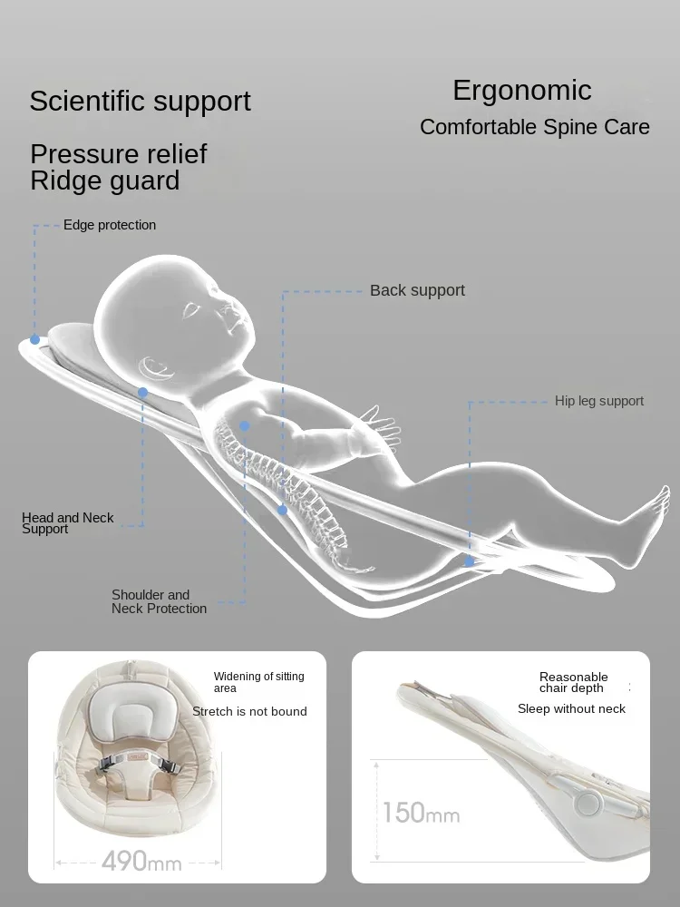 Baby Electric Rocking Chair Baby Sleeping Cradle 3 Adjustable 5 Swing 3 Point Safety Belt Remote Control Can Connect Bluetooth