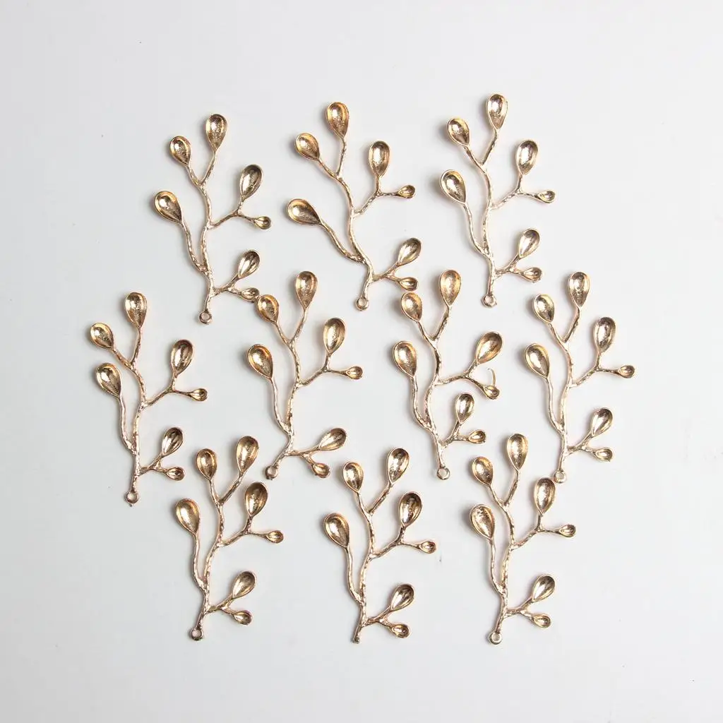 10x Branch Charms Pendants for Jewelry Making Hanging Decoration 5x3cm Gold image 5