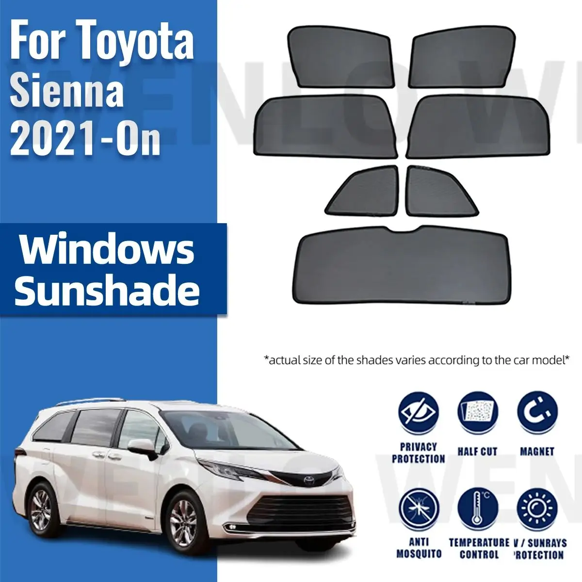 

For Toyota Sienna 2021 2022 2023 2024 Car Sunshade Visor Front Windshield Frame Curtain Rear Baby Side Window Sun Shade Shield