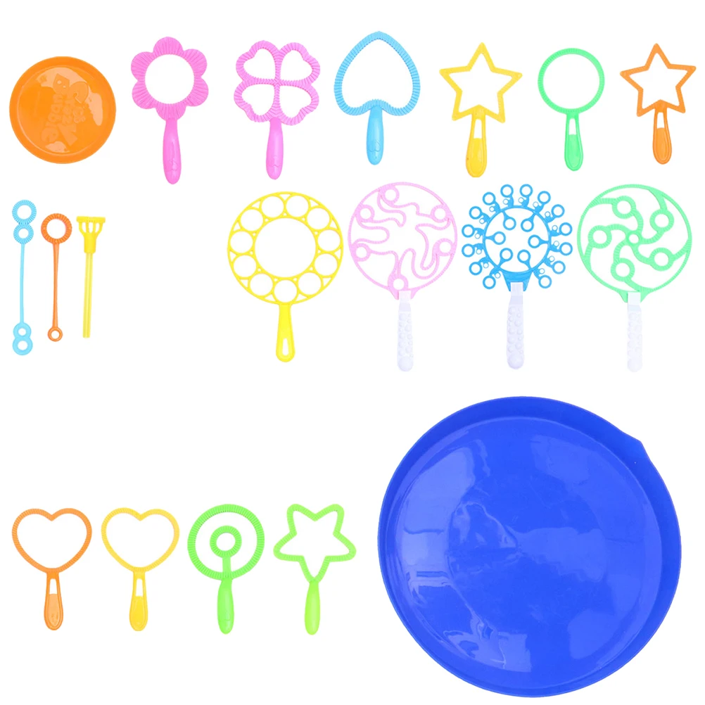 28pcs Bubble Stick Set Blowing Bubble Tools Kids Safe Multi Shape Wands With Tray Handle For Party Celebration Outdoor