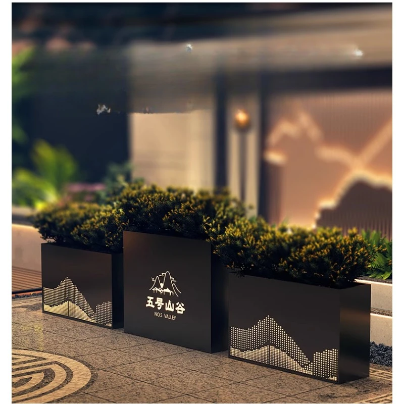 Commercial street partition flower bed solar light box outer pendulum fence green plant box sales department outdoor flower box