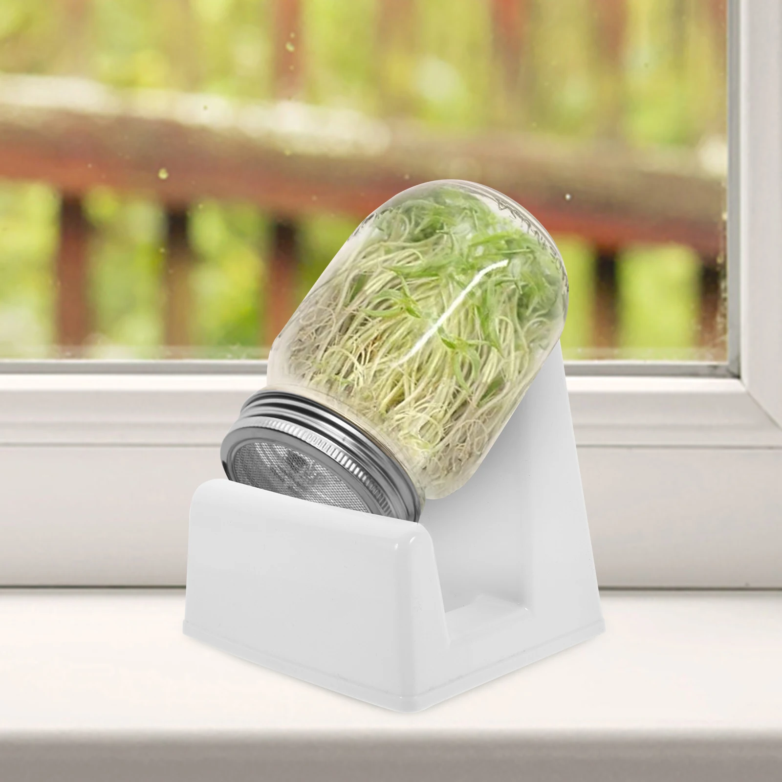 

2pcs Sprouting For Mason Jars Reusable Plastic Lid Stands Desktop Plant Growing Rack Plastic Stand Drainage Support