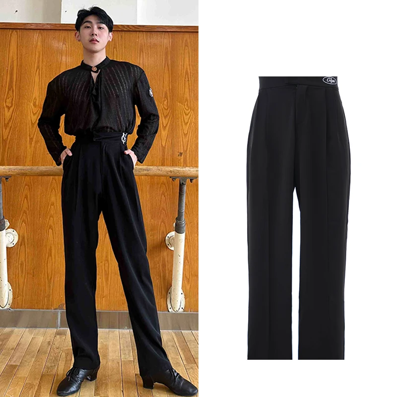 2025 New Latin Dance Pants For Men Chacha Rumba Tango Adult Male Performance Stage Costumes Modern Dance Practice Pants DQS20044