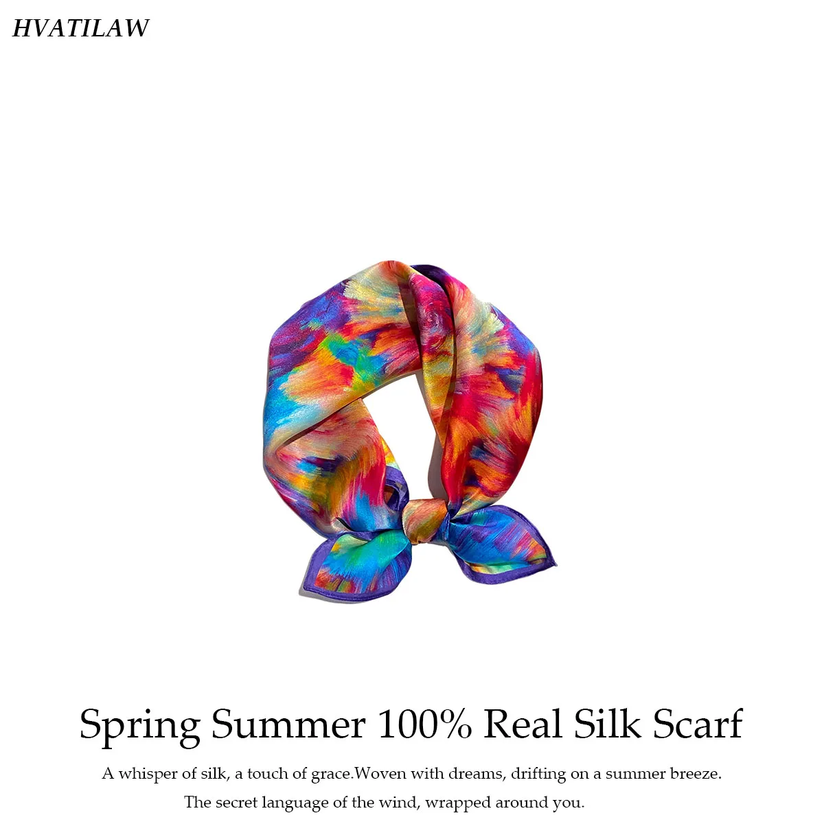 

New 100% Pure Silk 53cm Square Scarf for Women Spring Summer Office Hairband Neck Scarf Print Luxury Neckerchief Bandana Foulard