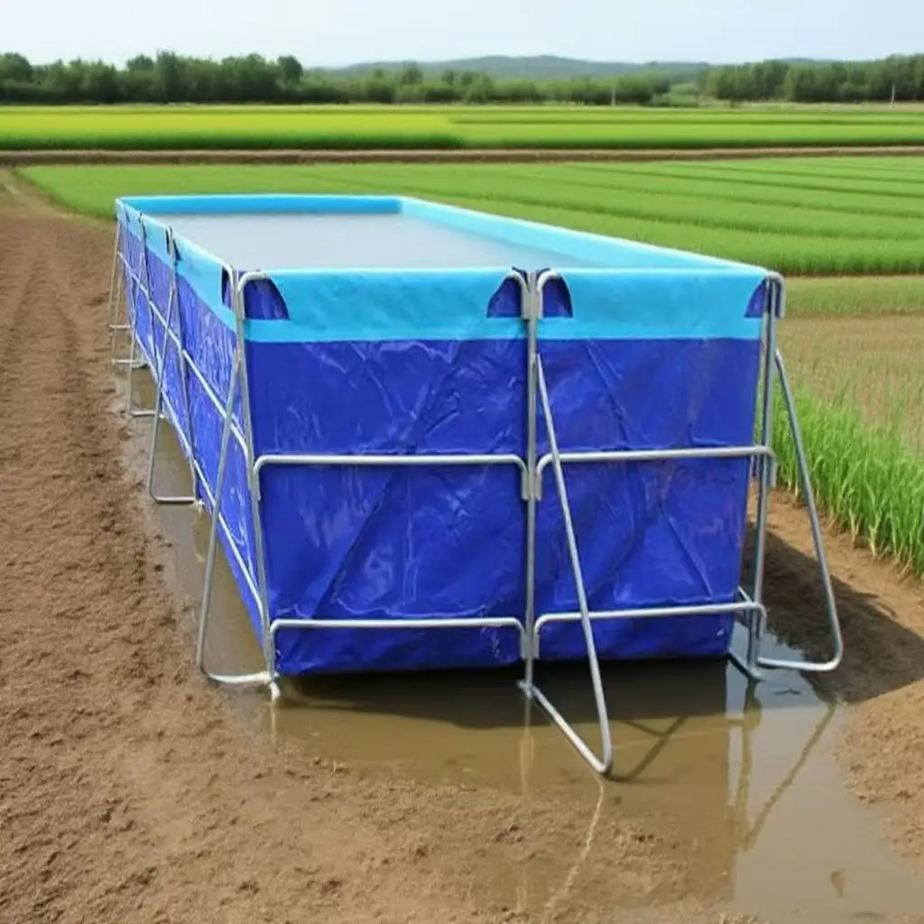 Square galvanized frame fish pond with PVC canvas lining - aquaculture equipment and agricultural water storage