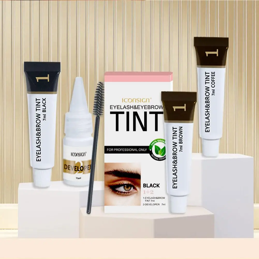 ICONSIGN Augenbrauen-Wimpernfärbungsset, Augenbrauenverstärker, Mascara-Lift, Tönung, langlebiges Augenbrauen-Brauen-Set, Tattoo-Augen-Make-up