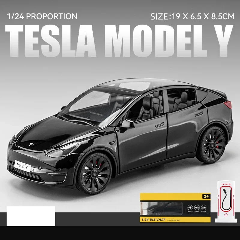 1:24 Tesla Model Y Model 3 Model S Metaallegering Diecast Speelgoedautomodel Geluid en licht Kinderspeelgoed Collectibles Verjaardagscadeaus