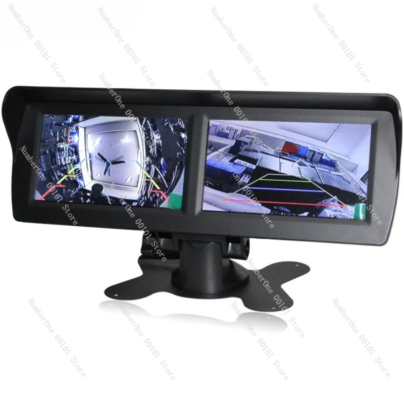HD Monitor 4.3inch Dual-Screen Rearview Mirror Mount Reversing Image Universal Display 12-24V