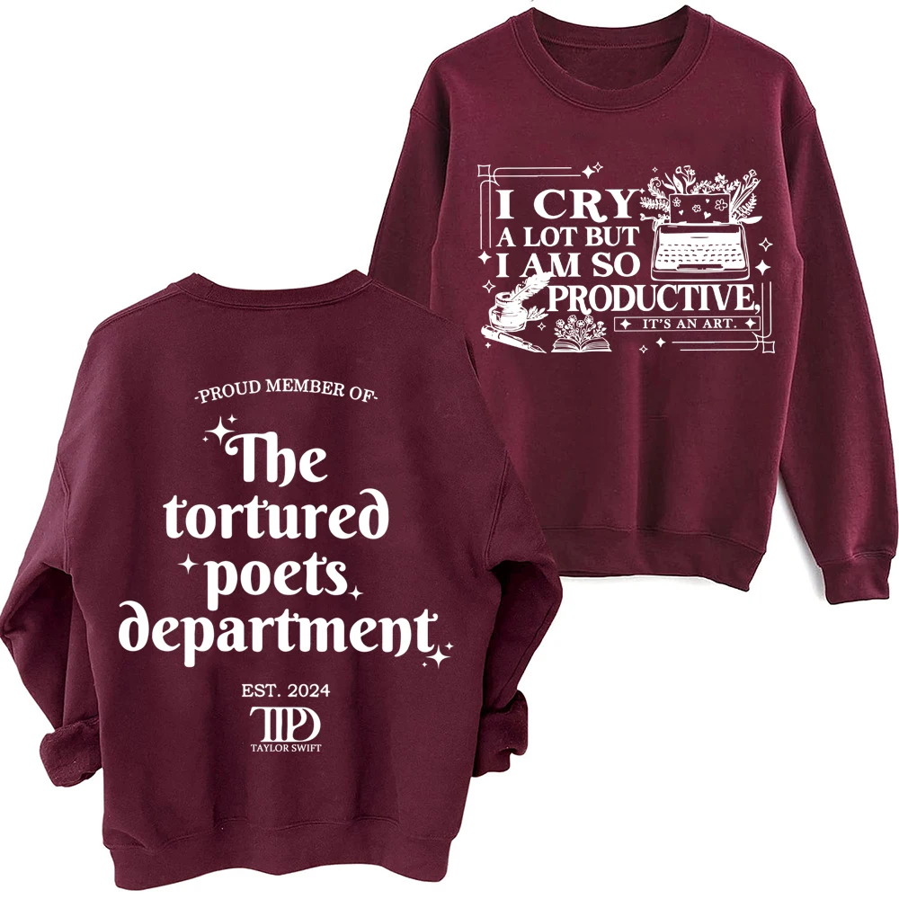 I Cry A Lot But I Am So Productive TS Sweatshirt All\'s Fair in Love and Poetry Graphic Hoodies TTPD New Album Merch Hoodie