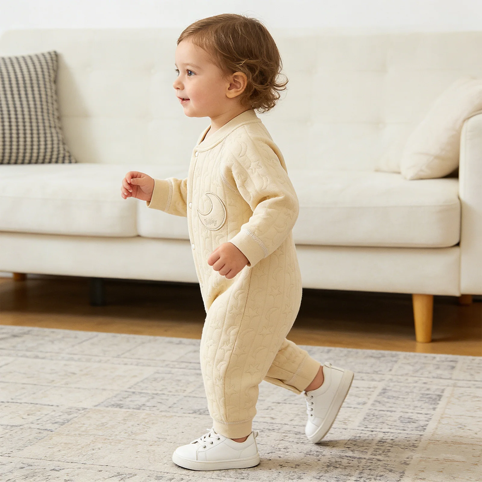 Baby Boys Girls Clothes Cotton Rompers Long Sleeve Press Button Moon Star Pattern Jumpsuit Newborn Sleepwear Homewear Loungewear