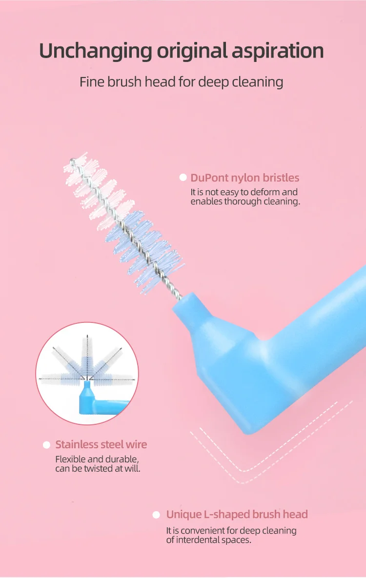 Super Deer 0,7-mm-L-förmiger Interdentalbürste mit weichen Borsten, Interdental-Zahnbürsten zur Reinigung zwischen den Zähnen, geeignet für Zahnspangen. – Detail 5