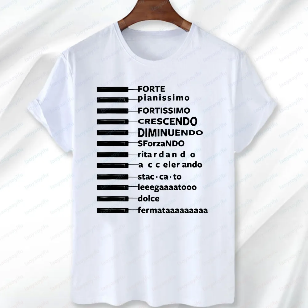 Vintage Music T-Shirt Music Theory Italian Terms Print Tops Casual Musician Orchestra Tee Classic Fashion Summer Men's Clothing