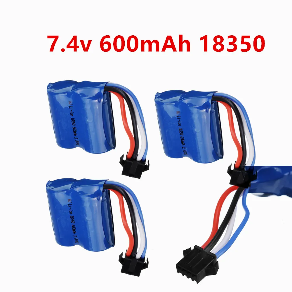 SM-4P Plug 18350 7.4V 600mAh Li-ion Battery For HJ808 HJ813 HJ815 UDI 001 UDI001 HQ960 Remote Control High-speed Boat Battery