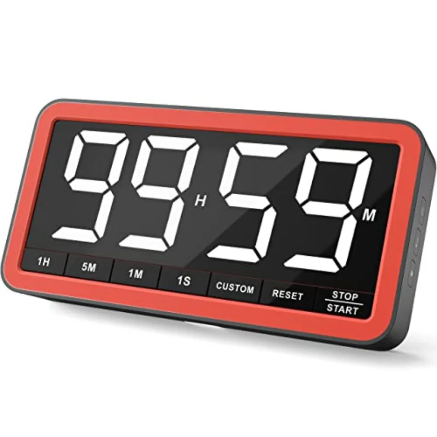 

Digital Kitchen Timer with 7.8 Extra Large Display Magnetic LED 3 Brightness Settings 4 Alarms 3 Volume Levels Battery Powered