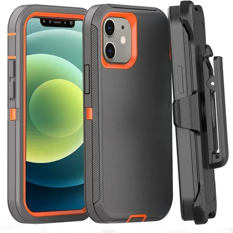 

3 in 1 Military Armor Shockproof Phone Case For IPhone 16 15 14 13 12 11 Pro Max 14Plus XS XR Otter Case Box Belt Clip Cover