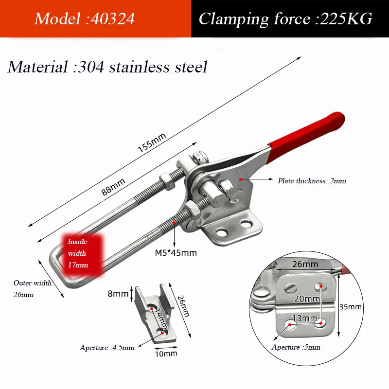 90 Degree Heavy Duty Latch Type Quick Jig Fine Workmanship Adjustable Anti-Slip Toggle Latch Catch Clasp