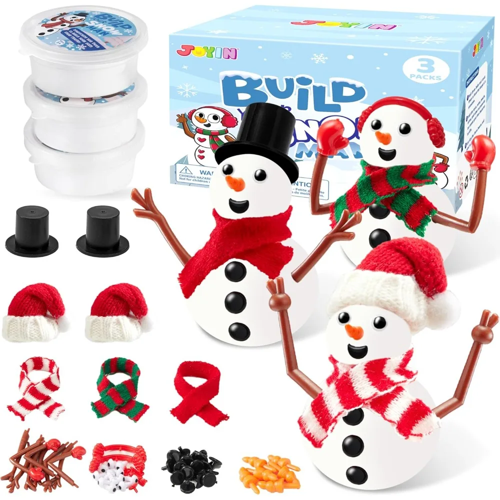 Kit creativo natalizio «Costruisci il tuo pupazzo di neve», confezione da 3, kit fai-da-te per creare pupazzi di neve a tema natalizio, ideale per attività artistiche e creative a tema natalizio.