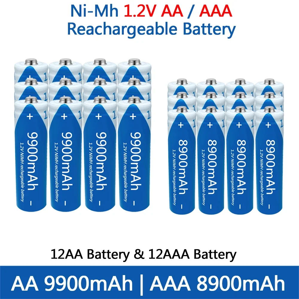 2024 nowy akumulator AA AAA 1,2 V bateria NIMH o dużej pojemności 9900 mAh akumulator do zabawek mysz zdalnie sterowana