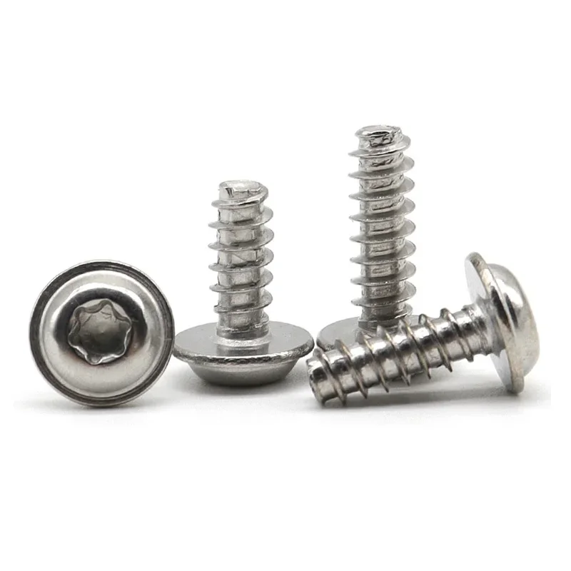 304 stainless steel pan head plum blossom anti-theft belt pad flat tail self-tapping screw PWBM2M2.6M3M4M5