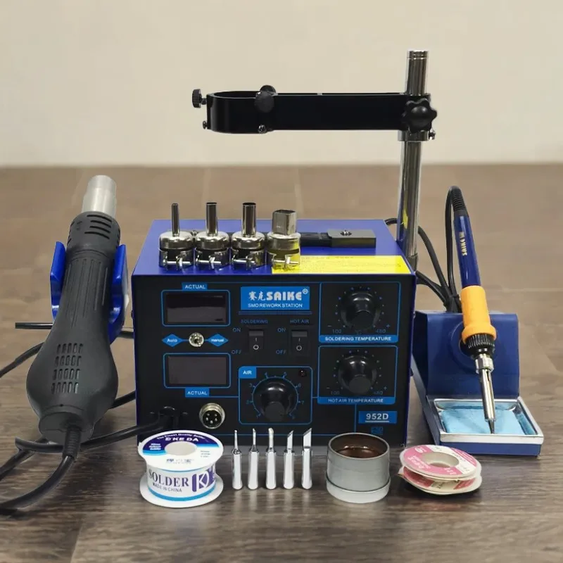 

Saike 952D Soldering StationHot Air Gun + Soldering Iron 2in1 BGA rework station welding table 110V/220V