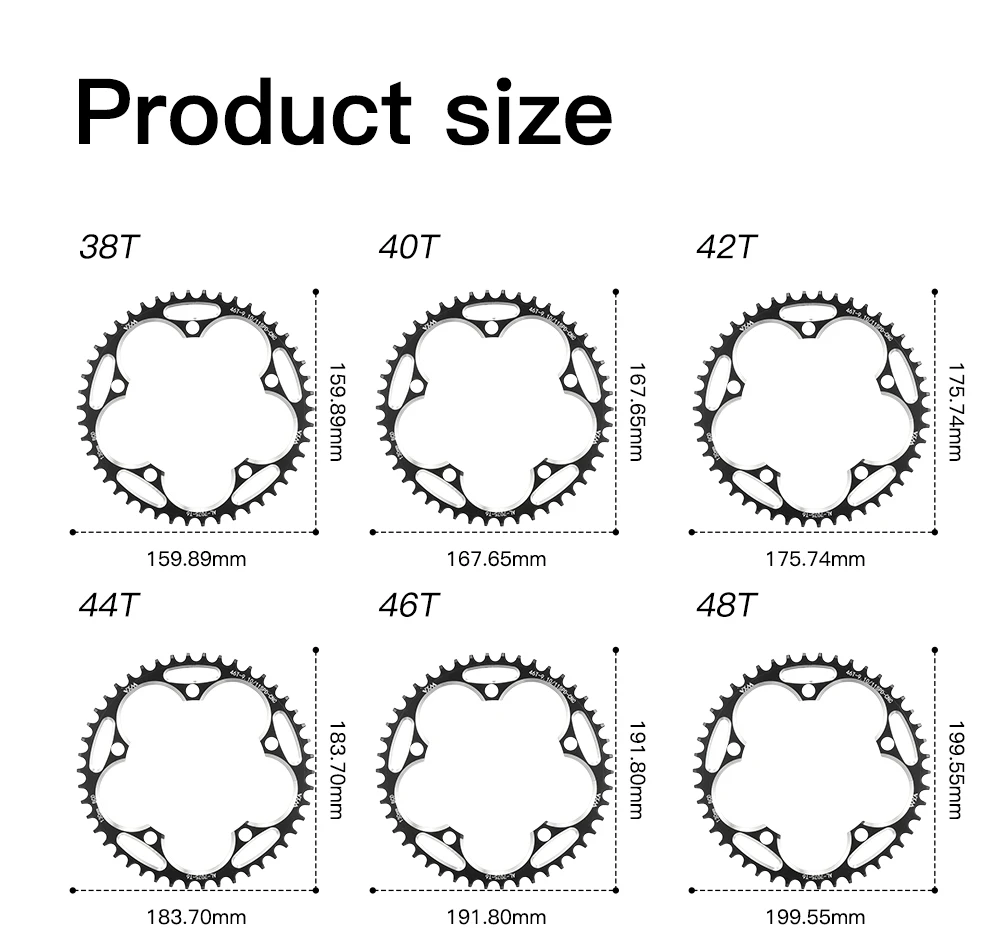 VXM Narrow Wide Teeth 110BCD and 130BCDMTB Bicycle 36T-58T Crank Set Crown Ring Parts Suitable for Shimano 110 BCD&130 BCD Light