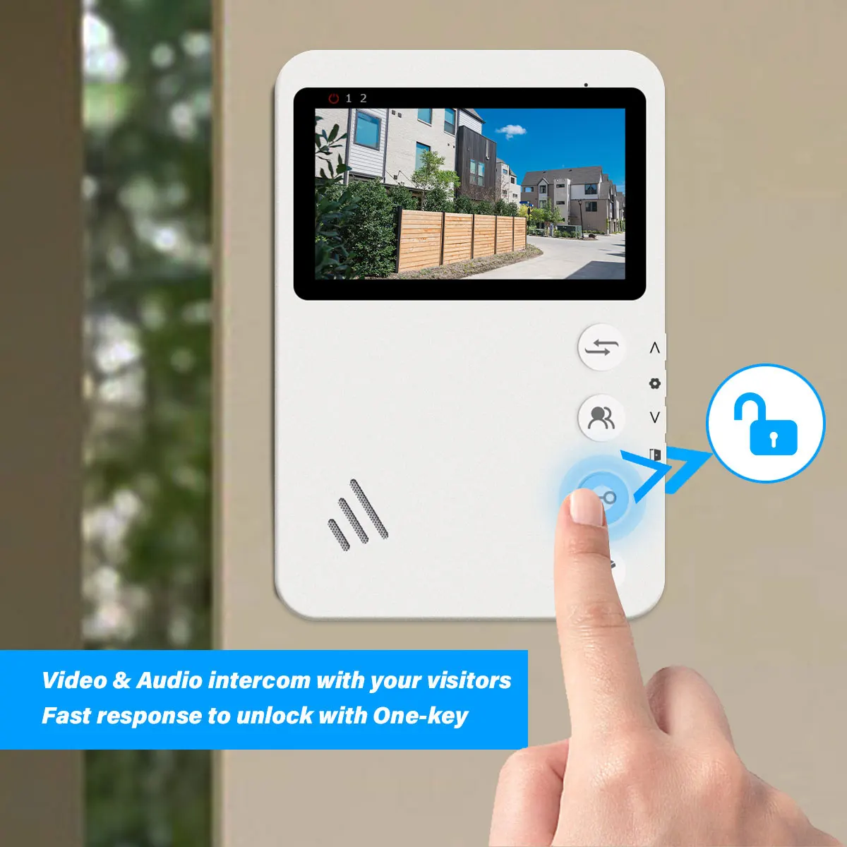 ANJIELO 4.3 بوصة جرس الباب المعدني نظام الاتصال الداخلي عبر الفيديو للمنزل بلمسة واحدة فتح سهل التركيب