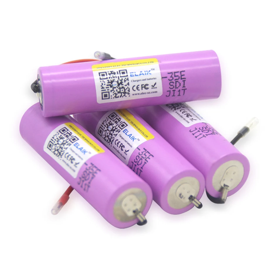 2PCS 3,7 3500 v mah bateria de lítio recarregável bateria de grande capacidade armazen amento de energia da bateria 35e-wire