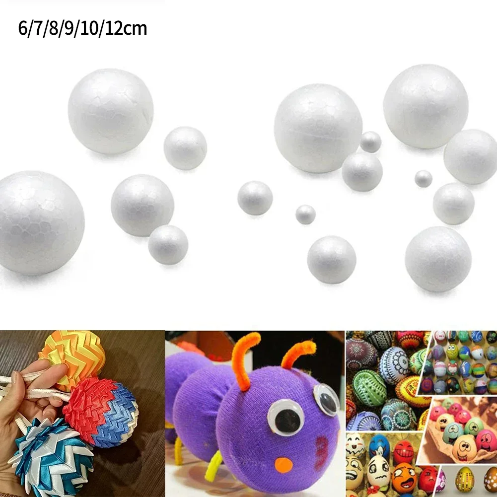 6cm/7cm/8cm/9cm/10cm/12cm Handmade Blank Round Solid Polystyrene Foam Ball Orament For Wedding Party Craft DIY Decor Supplies