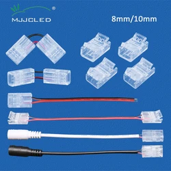 LED Strip Connector 2Pin 8mm 10mm PCB Quick Wire Corner Connector Welding-Free for 2835 5050 SMD COB Flexible LED Strip Lights
