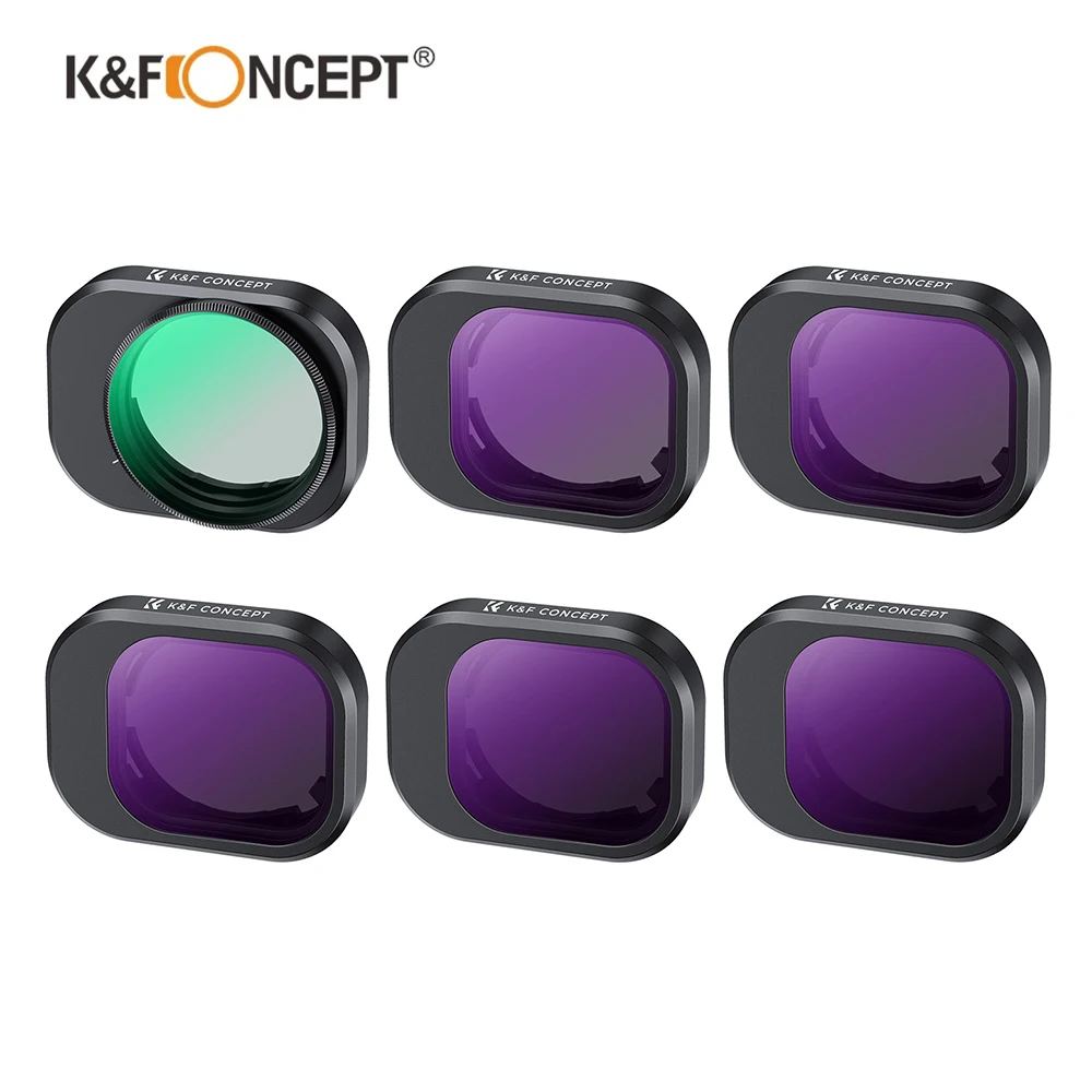 K&F CONCEPT Drone Filter Kit (6Pcs) Polarizer+ND8+ND16+ND32+ND64+ND128 for DJI Mini 4 Pro With Water And Oil Proof Coatings