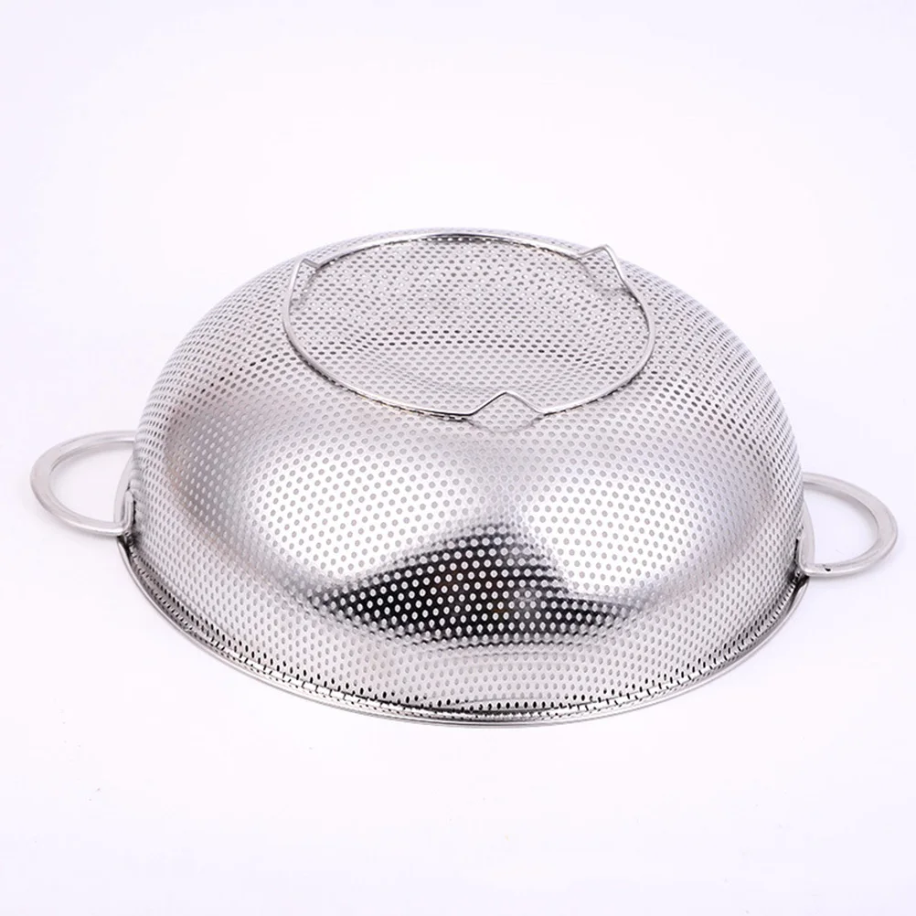

Stainless Steel Fruit and Vegetable Washing Basket 22.5cm Double Handles Fine Mesh Drain Colander for Rice Pasta Salad Kneading