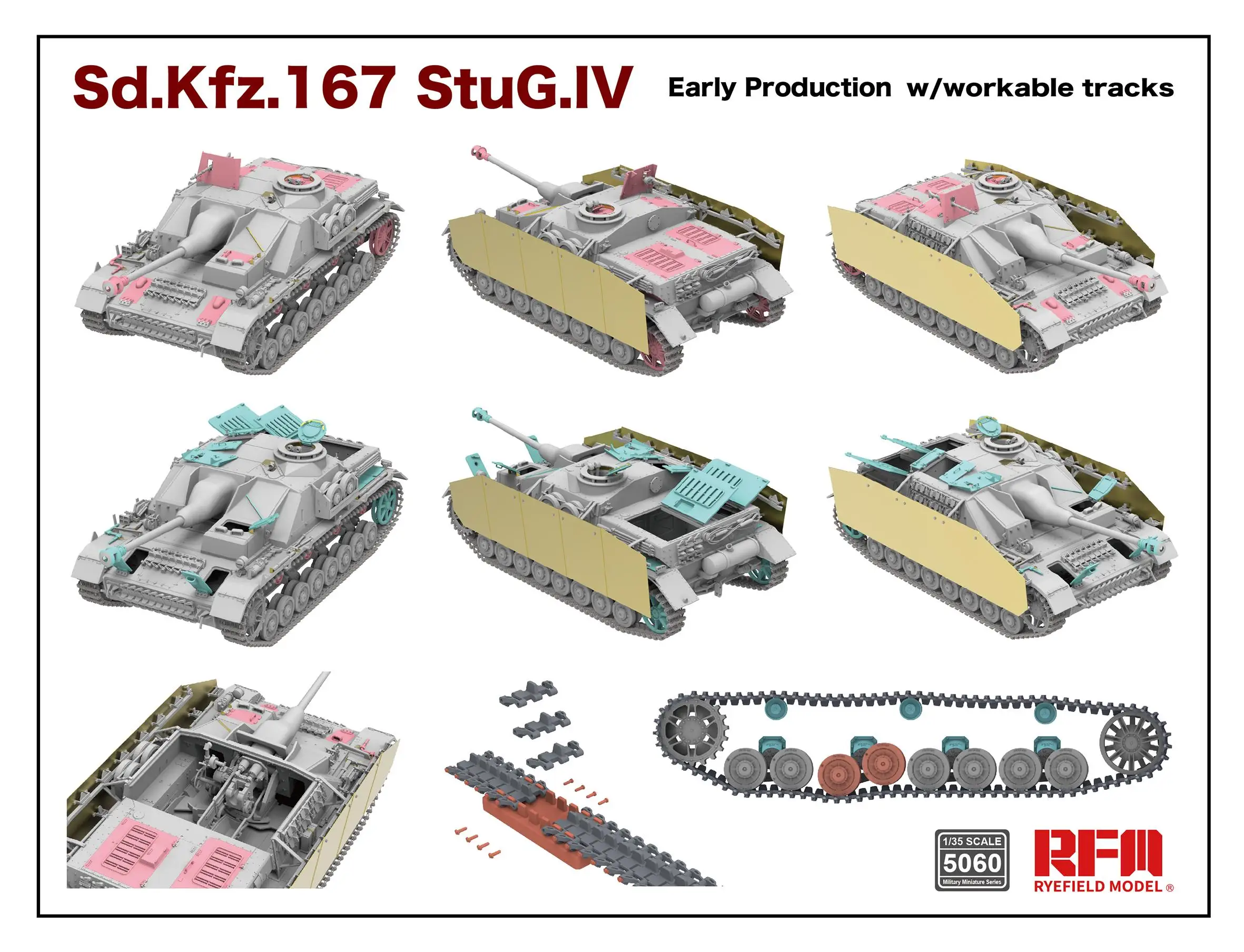 RYEFIELD RM5060 1/35 Sd.Kfz.167 StuG IV Early Production w/Workable Track Links