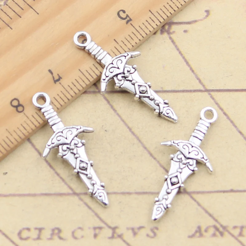 20 sztuk Charms miecz sztylet 28x13mm tybetański srebrny kolor wisiorki antyczne tworzenie biżuterii DIY Handmade Craft