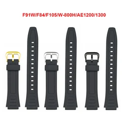 Sport Resin Strap for Casio F-91 F-84 F-105 W-800H W-218 AE-1200/1300 Waterproof TPU Silicone Convex Watch Band Accessories 18mm