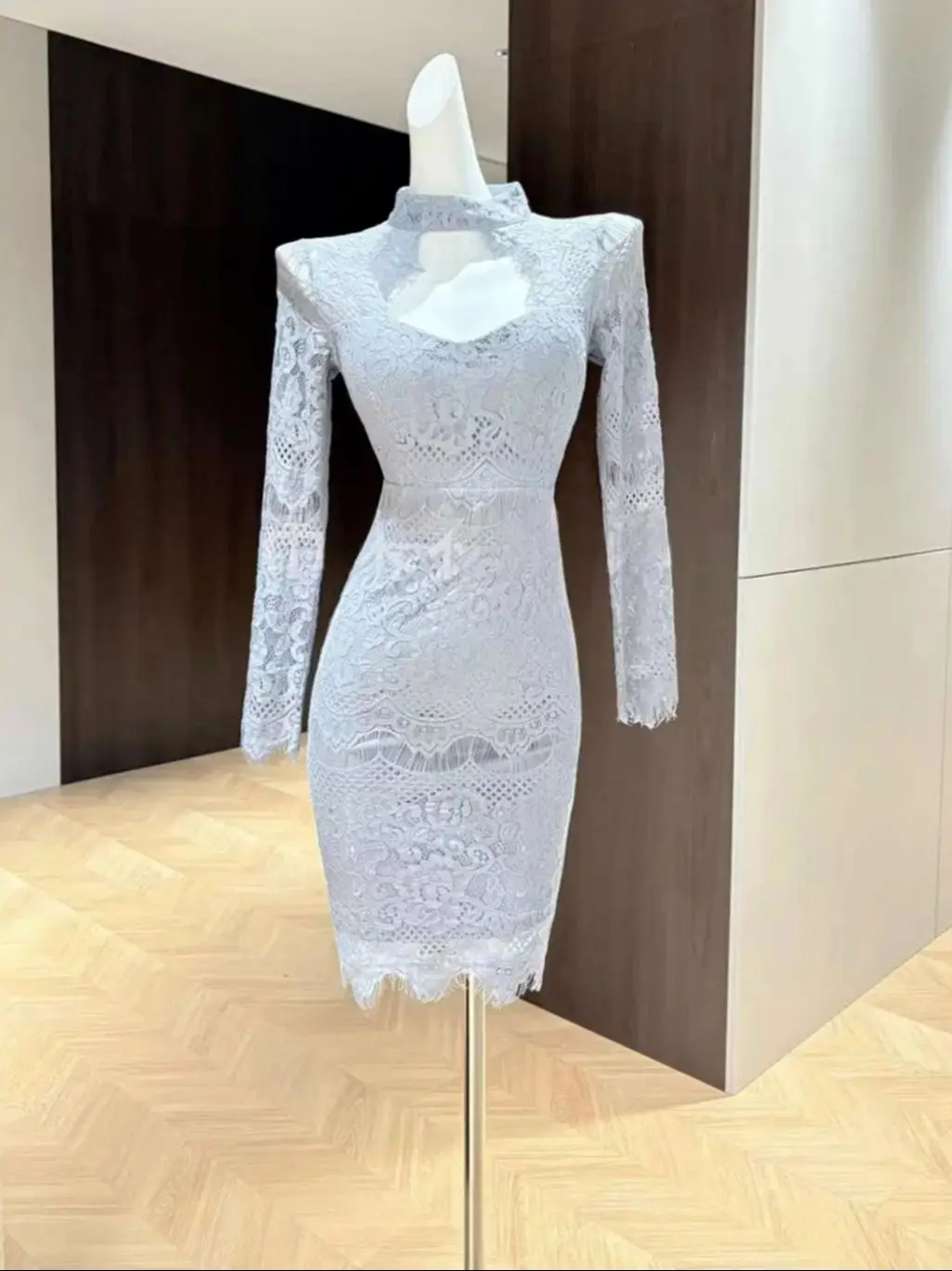 Hohe Qualität Elegante Temperament Abnehmen Cocktail Spitze Kleid Sexy Lange Ärmeln Geburtstag Promi Bodycon Party Kleider Vestido