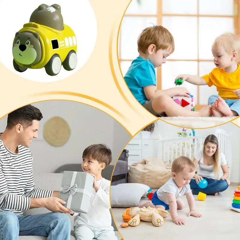 Zurückziehen Spielzeugauto Reibungsbetriebenes Spielzeugauto Niedliches Tier Trägheit Spielzeugauto Innovatives Drücken Sie zurückziehen Spielzeugfahrzeuge Autospielzeug für Kinder